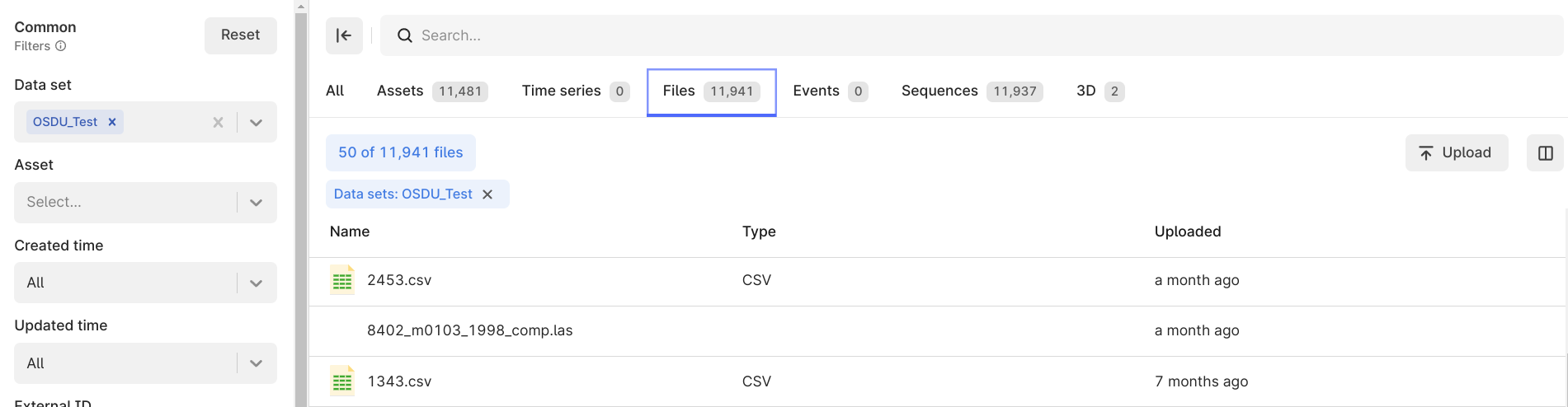 OSDU files in CDF Data Explorer
